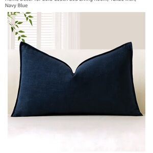 Navy Blue Decorative Linen Pillow Cover 12x20